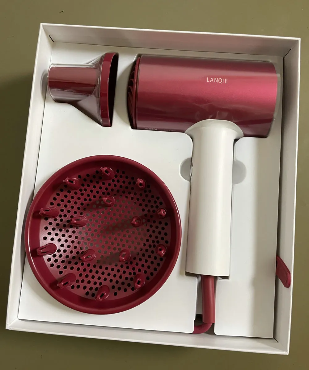 LANQIE hair dryer,1800W Ionic Hair Dryer, Pro Salon Negative Ions Blow Dryer, Light Weight/Quiet/Fast Drying, Heating &  Wind Speed with Magnetic Concentrator Nozzle Suitable for Home & Salon & Travel