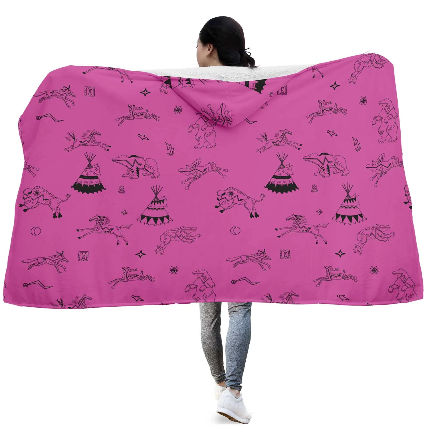 Ledger Dabbles Magenta Hooded Blanket