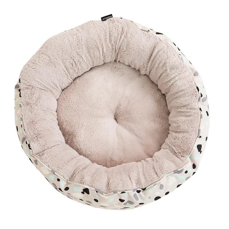 Leo Spot Taupe Removable Cushion Round Bed