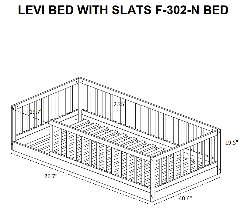 Levi Montessori Floor Bed with Rails