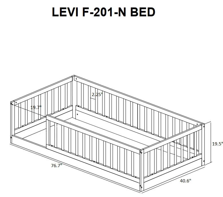 Levi Montessori Floor Bed with Rails