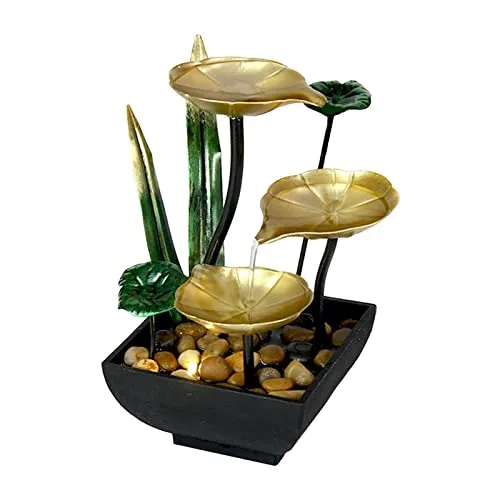 LOSA Tabletop Water Fountain Ornament Waterfall with LED Light Living Room