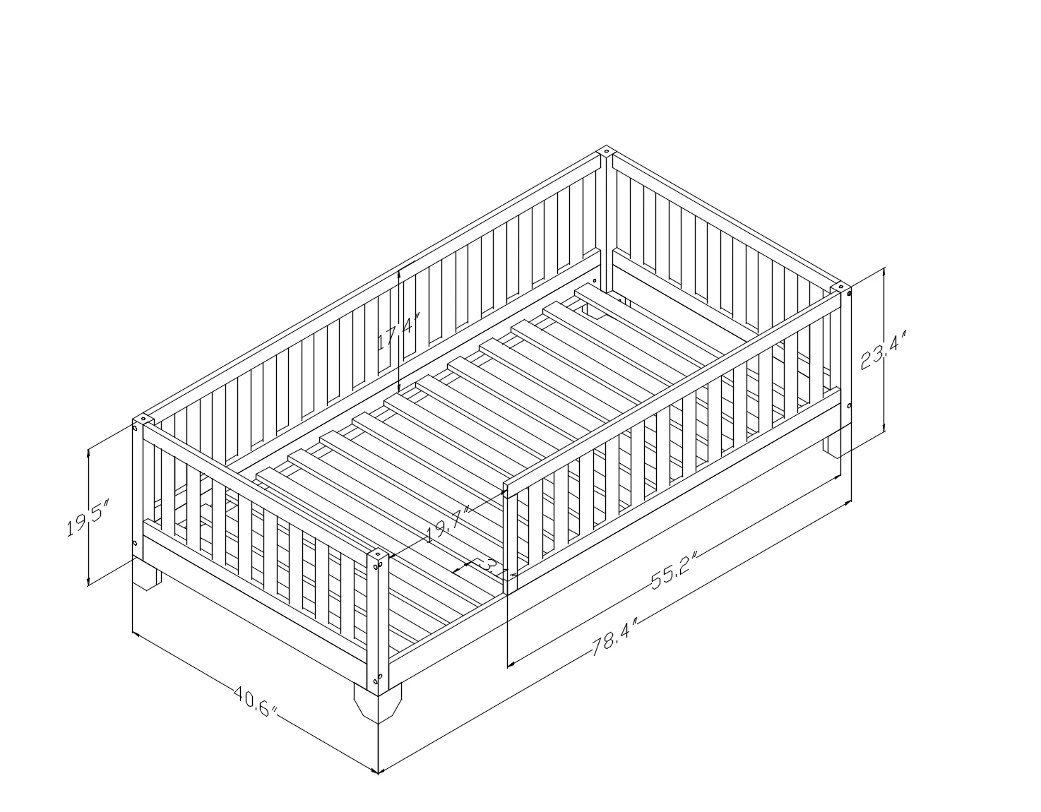 Luca White Montessori Floor Bed with Rails