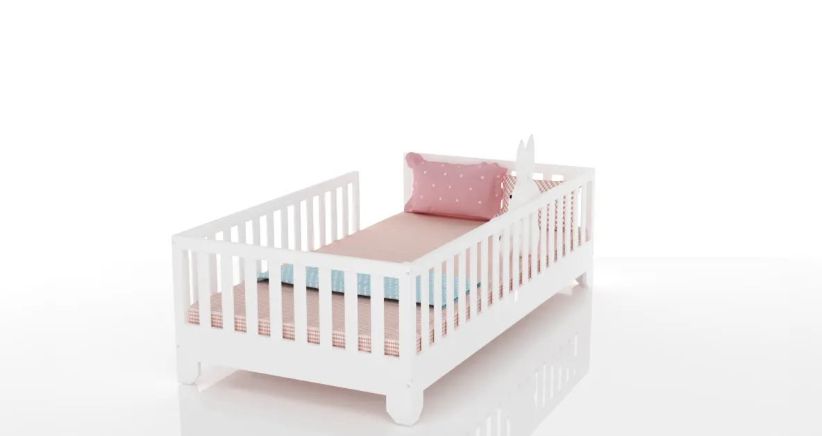 Luca White Montessori Floor Bed with Rails