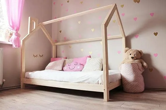 Lucy Hardwood Twin House Bed