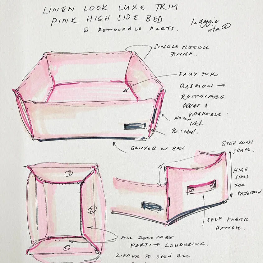 Luxe Trim Pink High Side Bed with Removable Parts