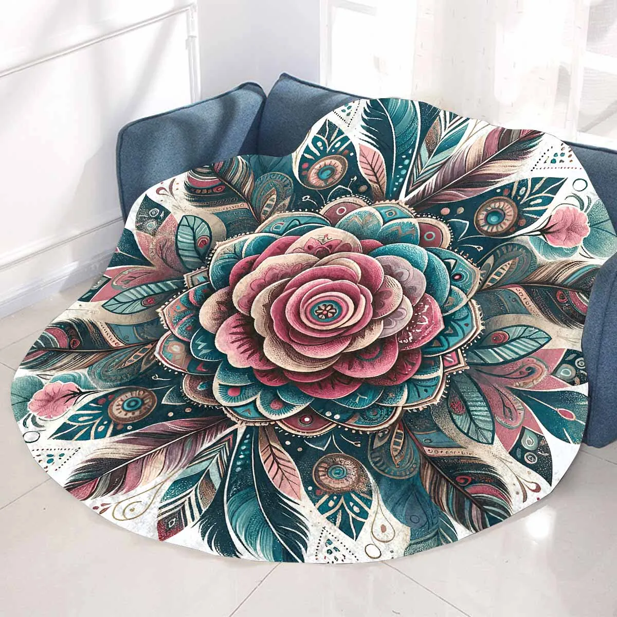 Mandella_Rose_Awd35138  Circular Micro Fleece Blanket 60"