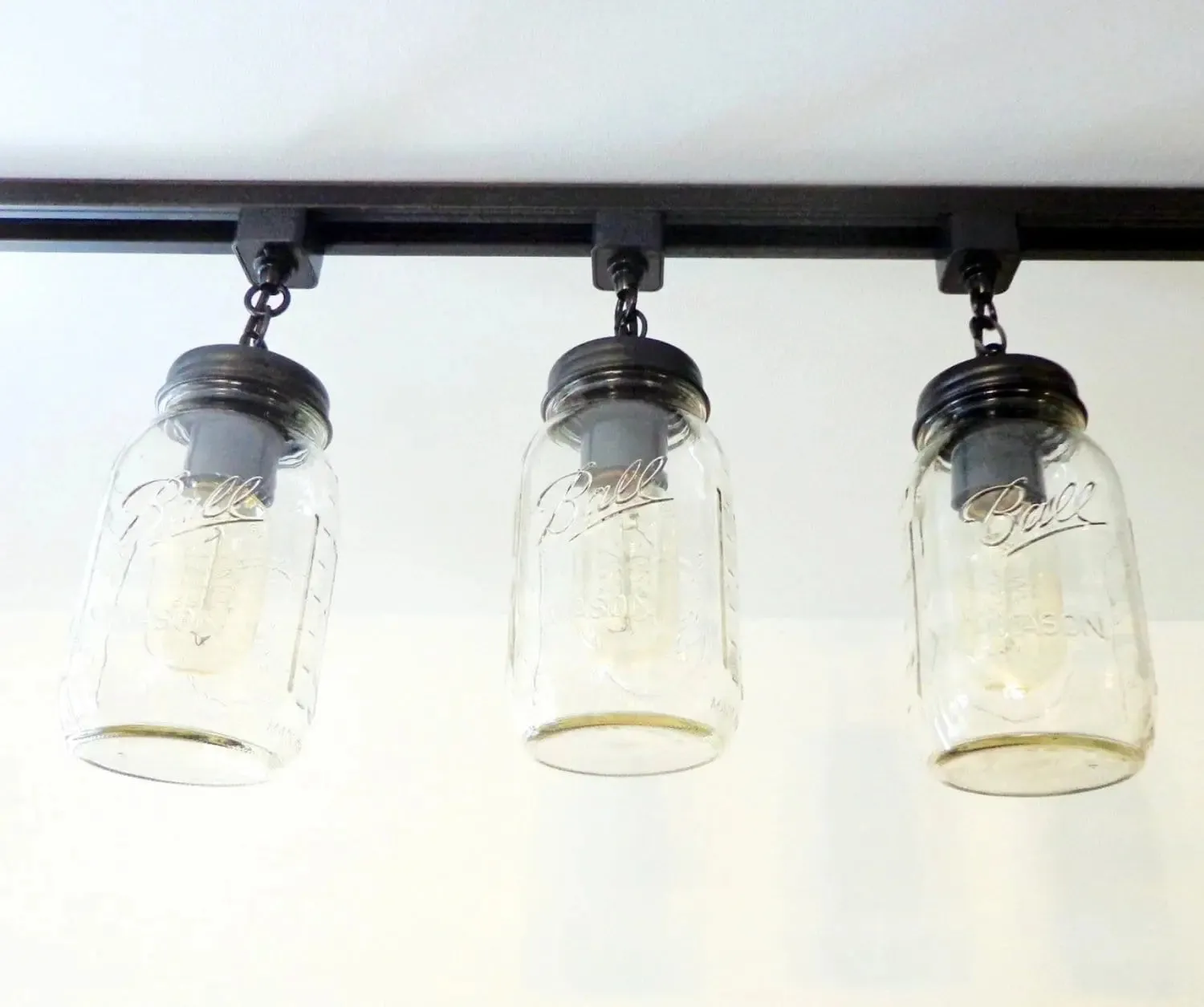 Mason Jar TRACK LIGHTING New Quarts Chain Trio