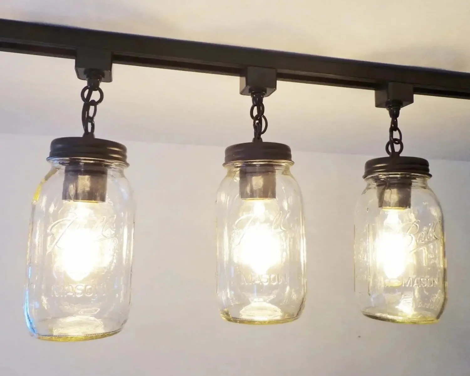 Mason Jar TRACK LIGHTING New Quarts Chain Trio