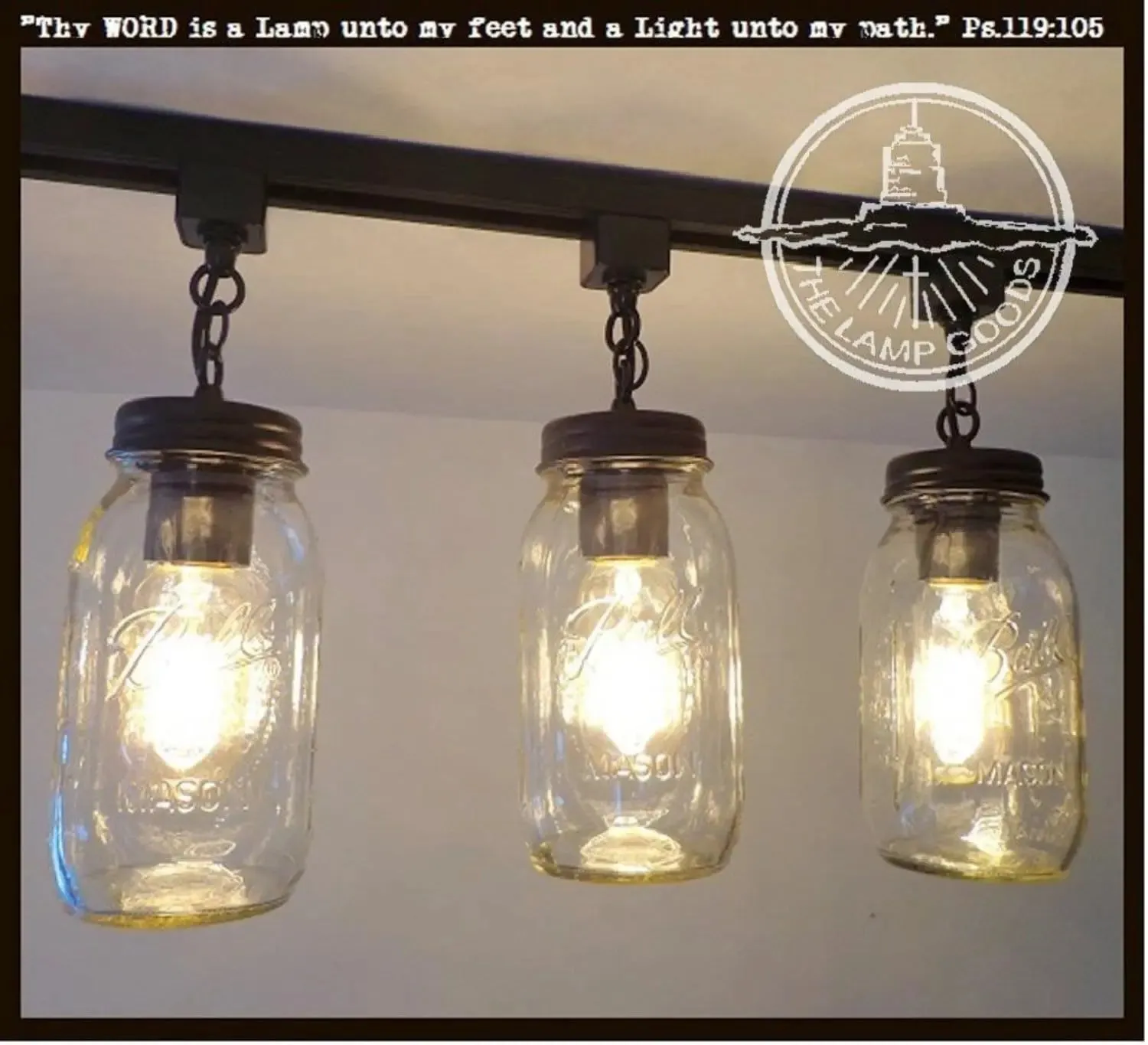 Mason Jar TRACK LIGHTING New Quarts Chain Trio