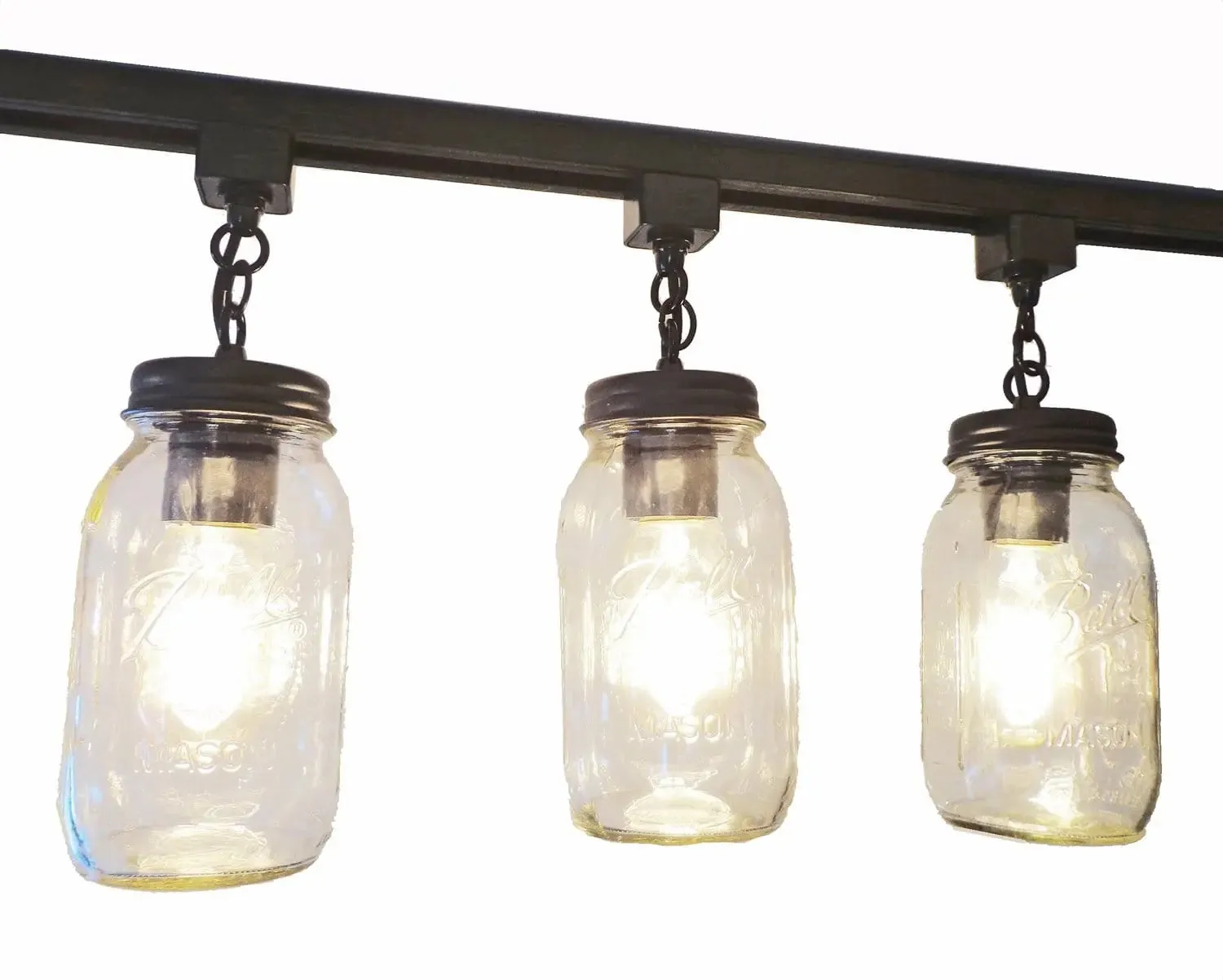 Mason Jar TRACK LIGHTING New Quarts Chain Trio