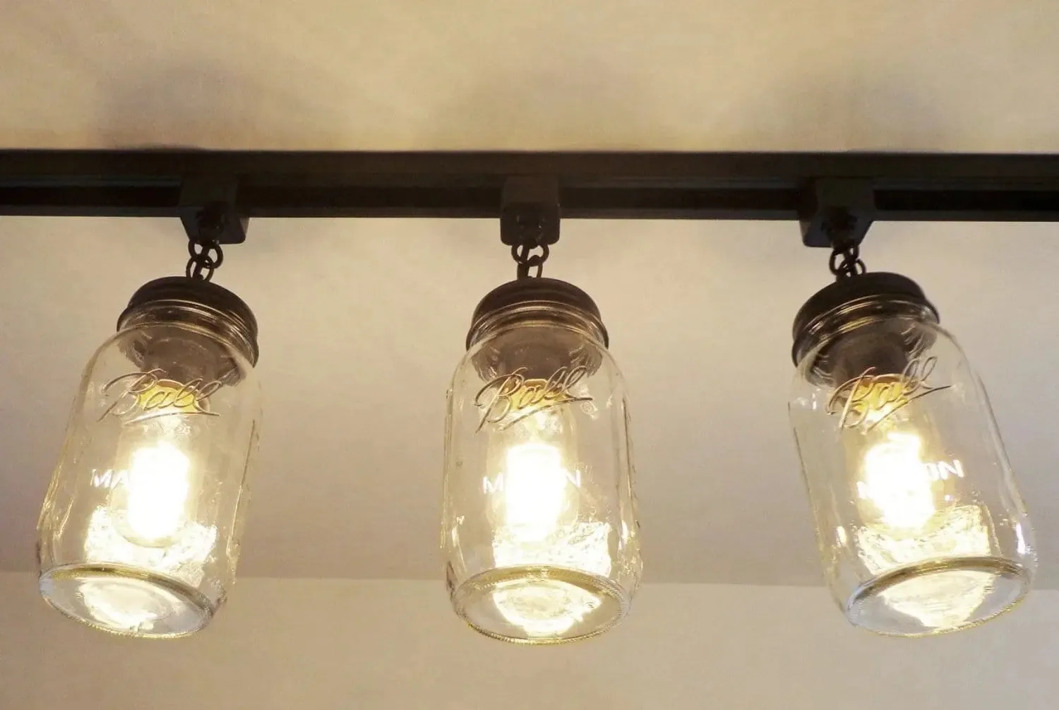 Mason Jar TRACK LIGHTING New Quarts Chain Trio