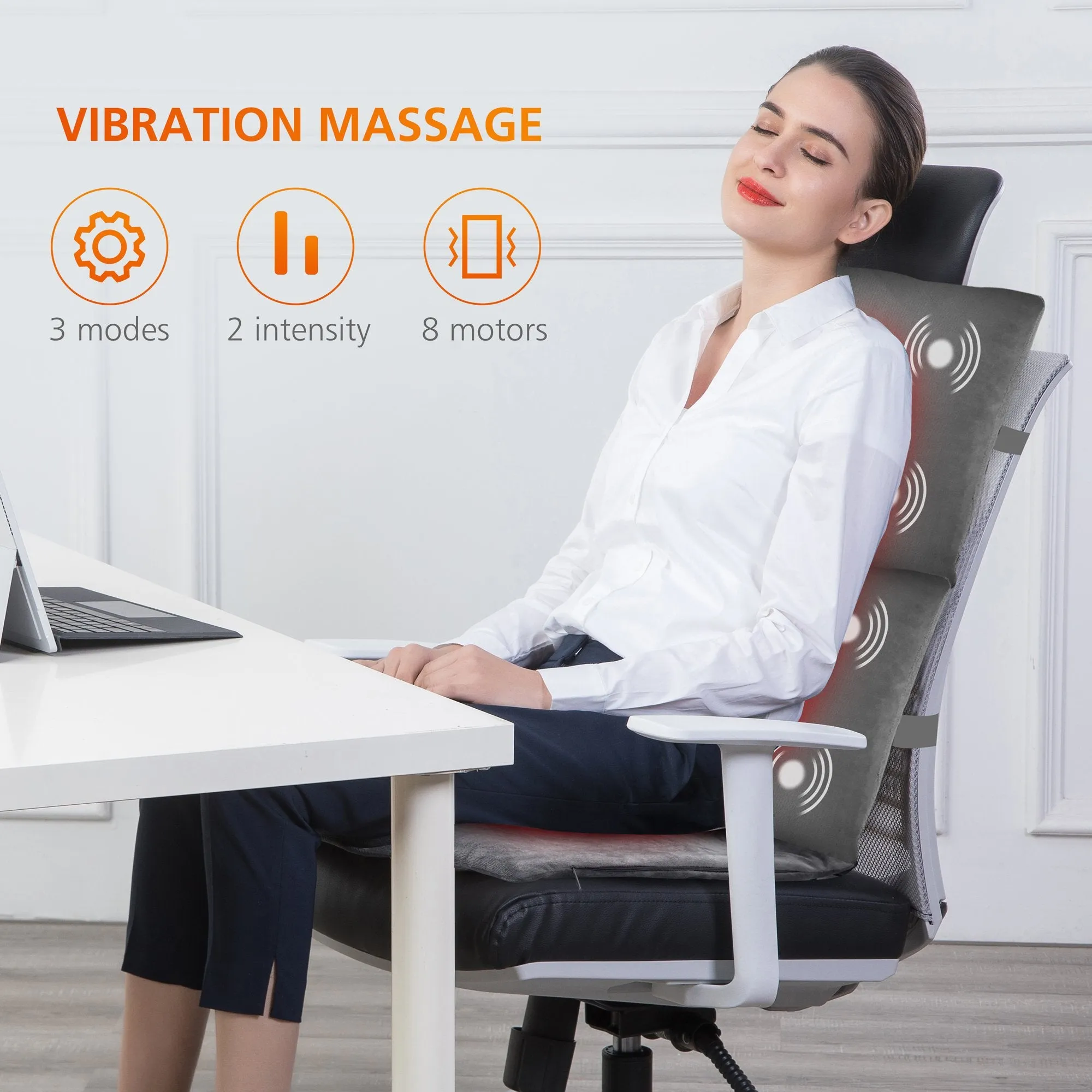 Massage Throw Pillow & Massage Seat Cushion with Heat, Vibrating - 609