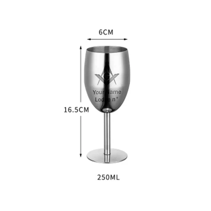 Master Mason Blue Lodge Wine Glass - Stainless Steel Customizable