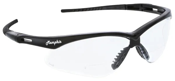 MCR Safety Memphis MP1 Black Frame, Clear 2.5 Mag.