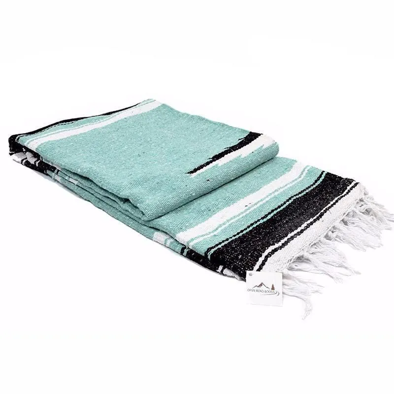 Mexican Saltillo Blanket - Mint