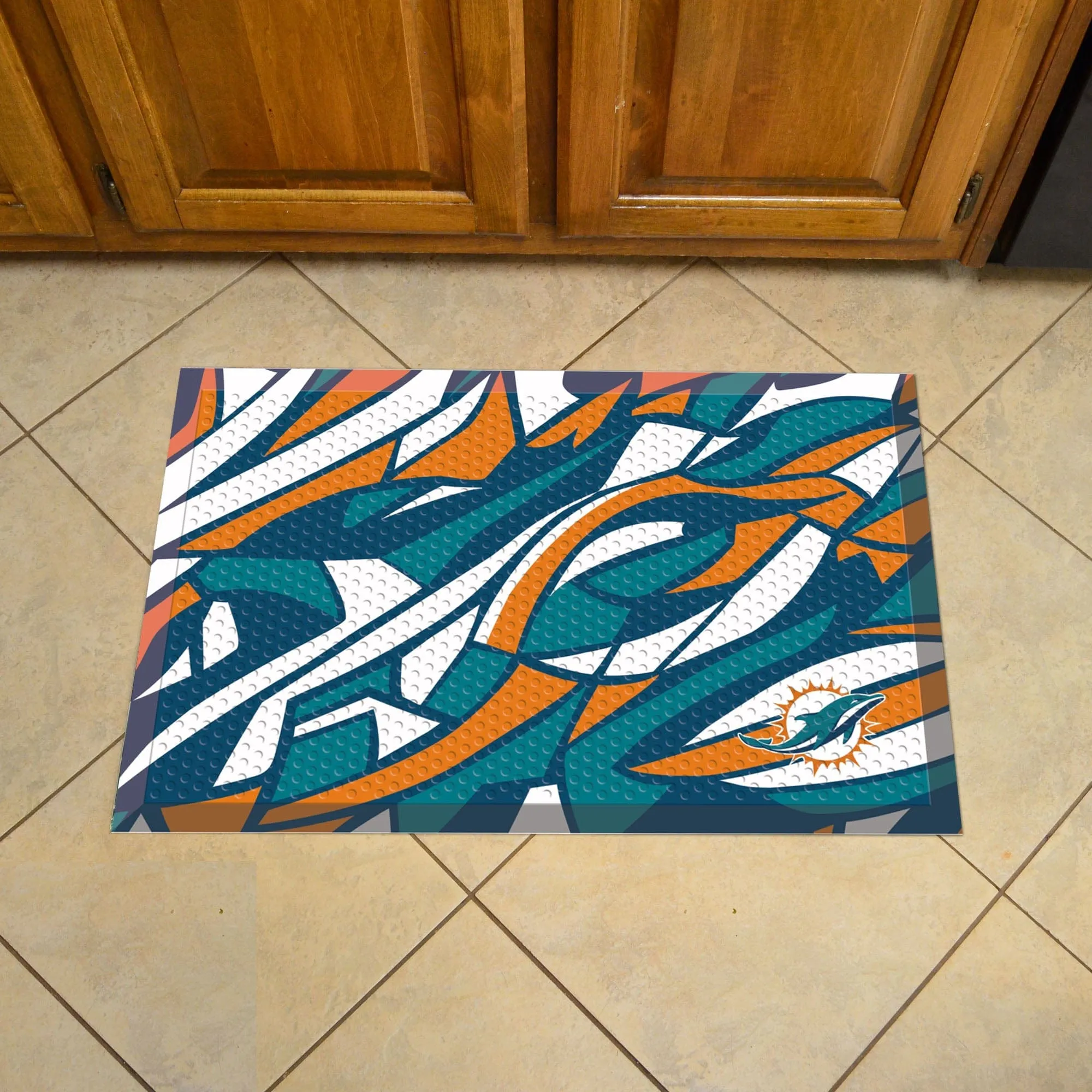 Miami Dolphins Rubber Scraper Door Mat XFIT Design