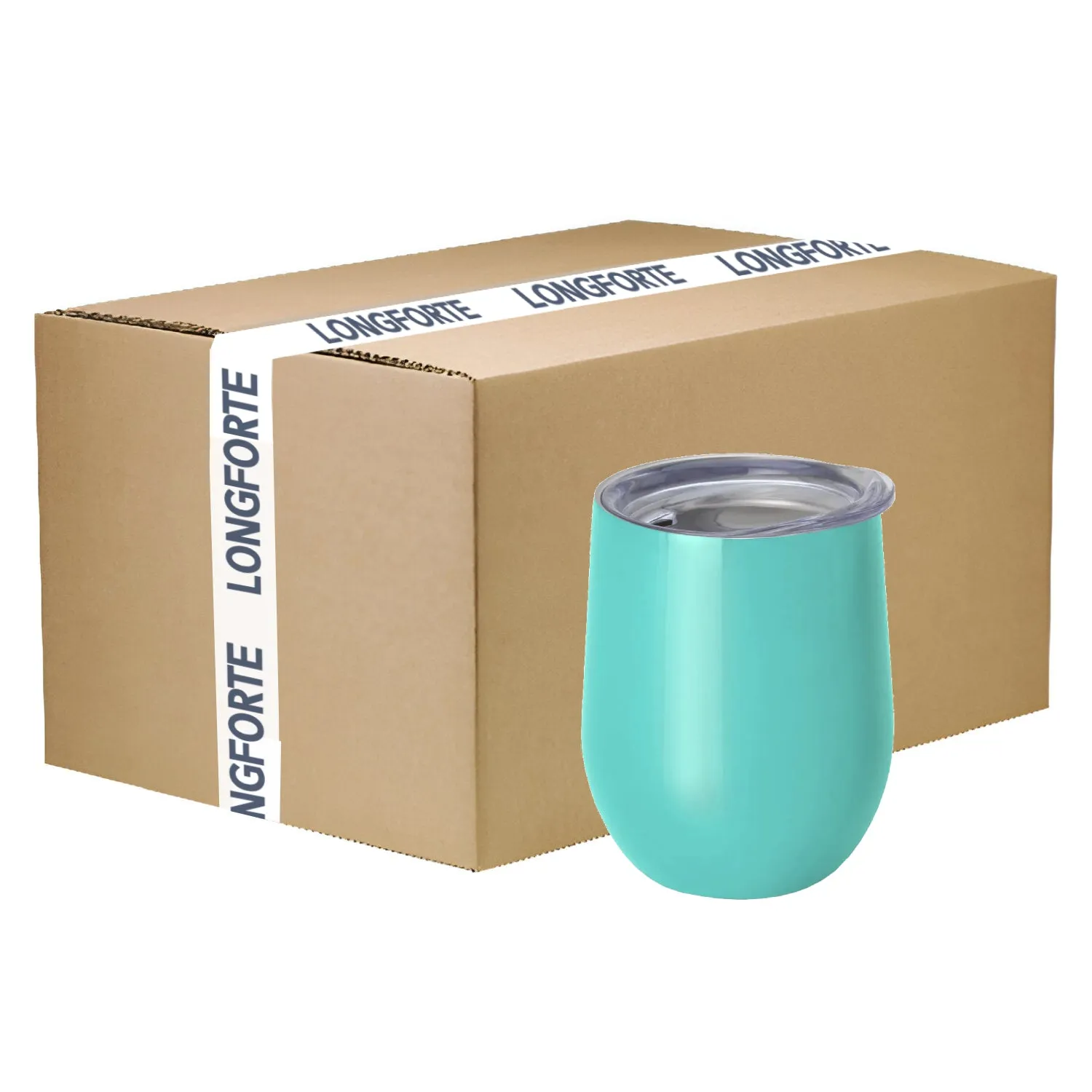 Mugs - Stemless Wine Glasses With Lid - 12oz - LIGHT BLUE