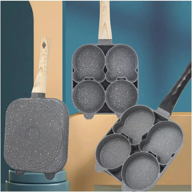 Multifunctional 4 Holes Non-Stick Aluminum Alloy Frying Pan Id-82