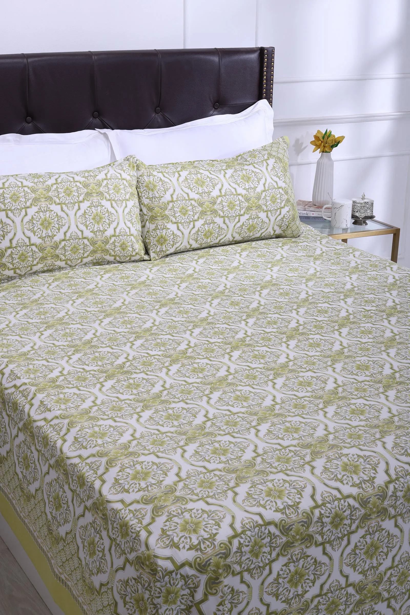 Nandini Olive Cotton Bedsheet