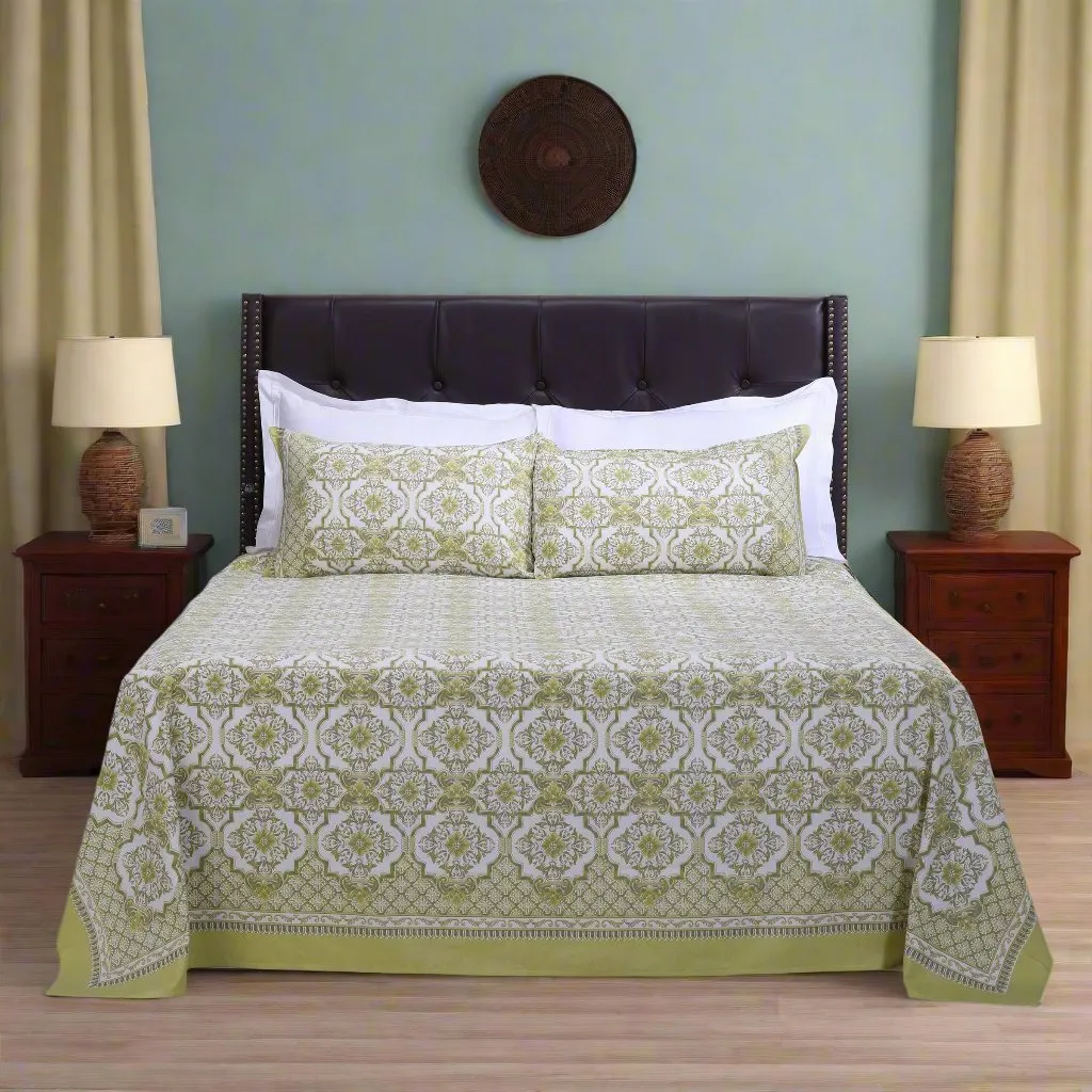 Nandini Olive Cotton Bedsheet