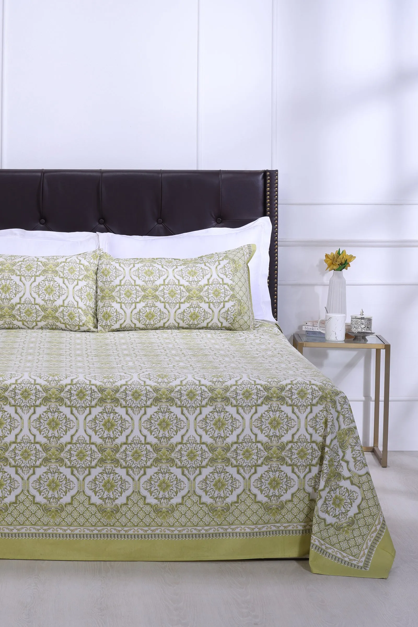 Nandini Olive Cotton Bedsheet