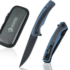 Nedfoss Dolphin Pocket Knife,Carbon-Fiber and 3.54" D2 Steel Blade