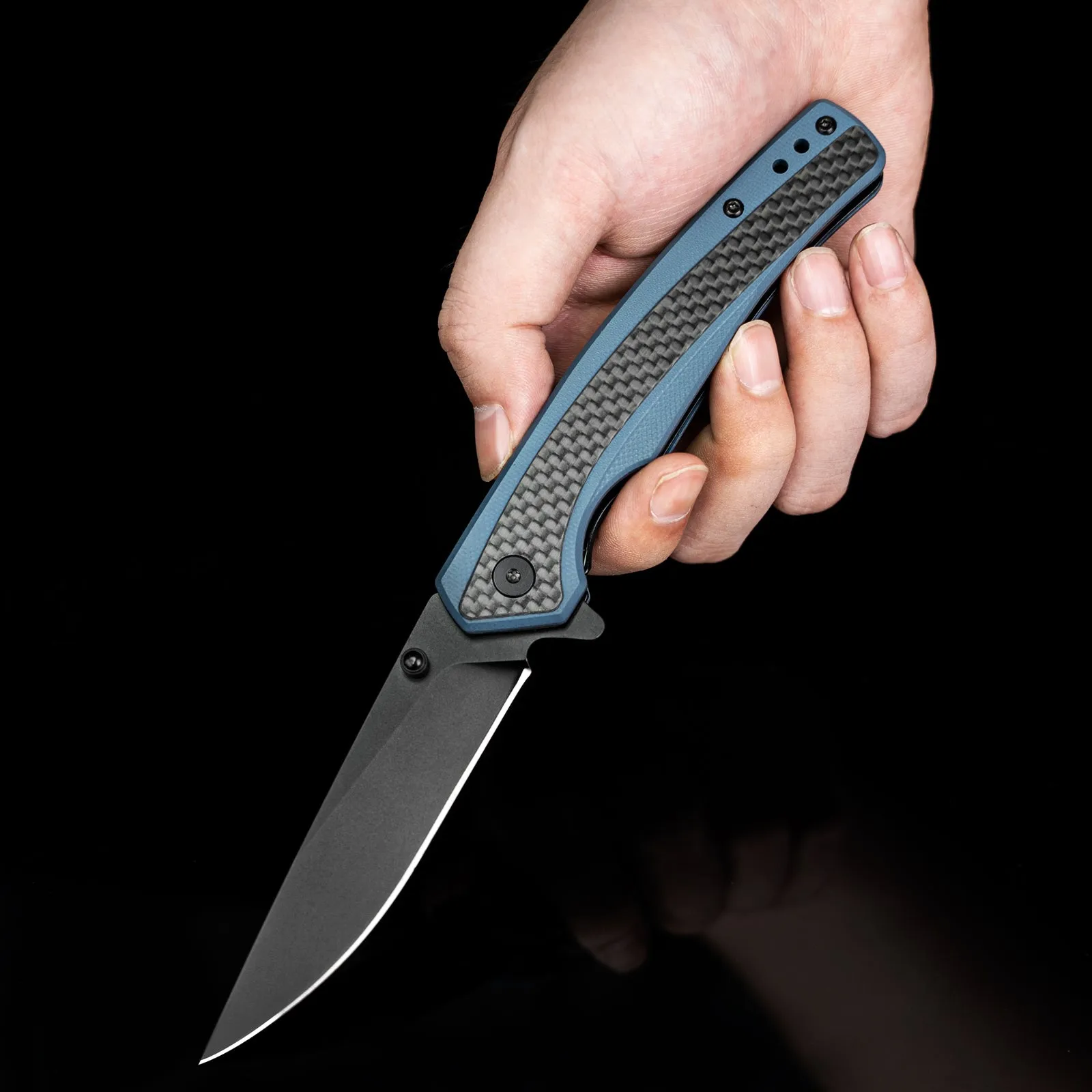 Nedfoss Dolphin Pocket Knife,Carbon-Fiber and 3.54" D2 Steel Blade