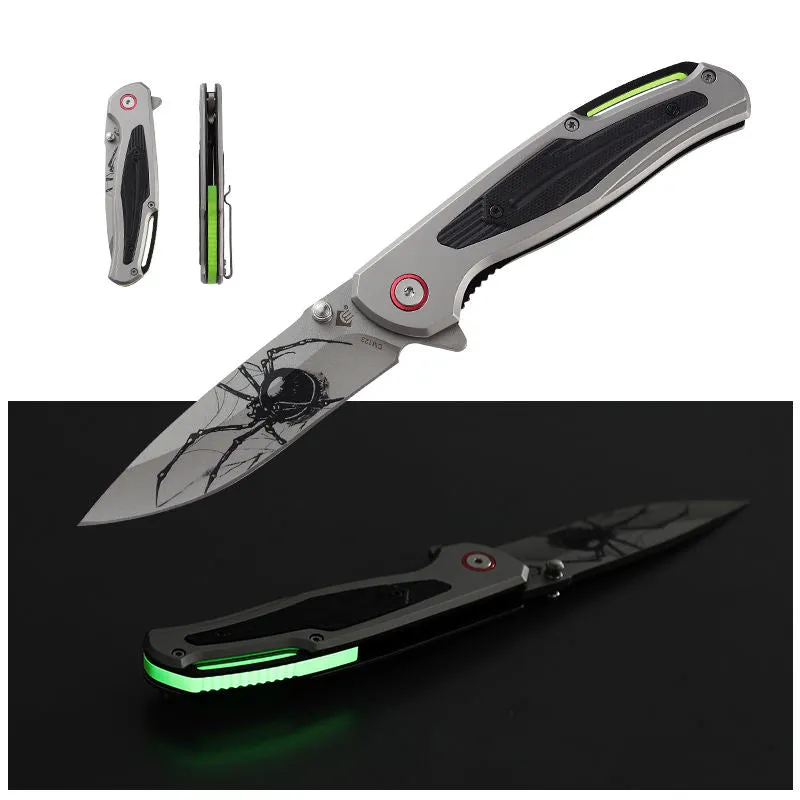 New Design Glow In The Dark Pocket Knife Natural Brighten Handle Camping Knife Shining Outdoor Hunting Luminous Folding Knife