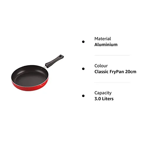 Nirlon Non-Stick Fry Pan, Lpg Stove Compatible, Bakelite Handle, Virgin Grade Aluminium, Pfoa Free, 20Cm[3Mm Clasic Fp10] - Multicolor