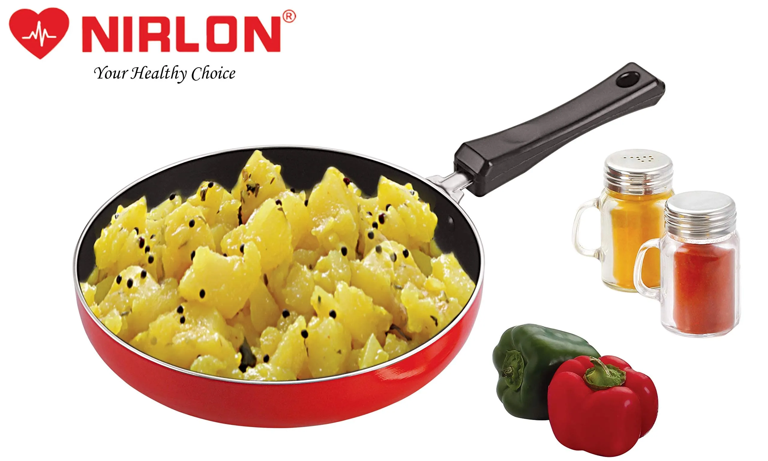 Nirlon Non-Stick Fry Pan, Lpg Stove Compatible, Bakelite Handle, Virgin Grade Aluminium, Pfoa Free, 20Cm[3Mm Clasic Fp10] - Multicolor