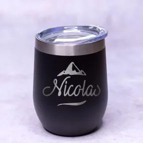 Personalised Black Round Bottomed Tumbler - Name