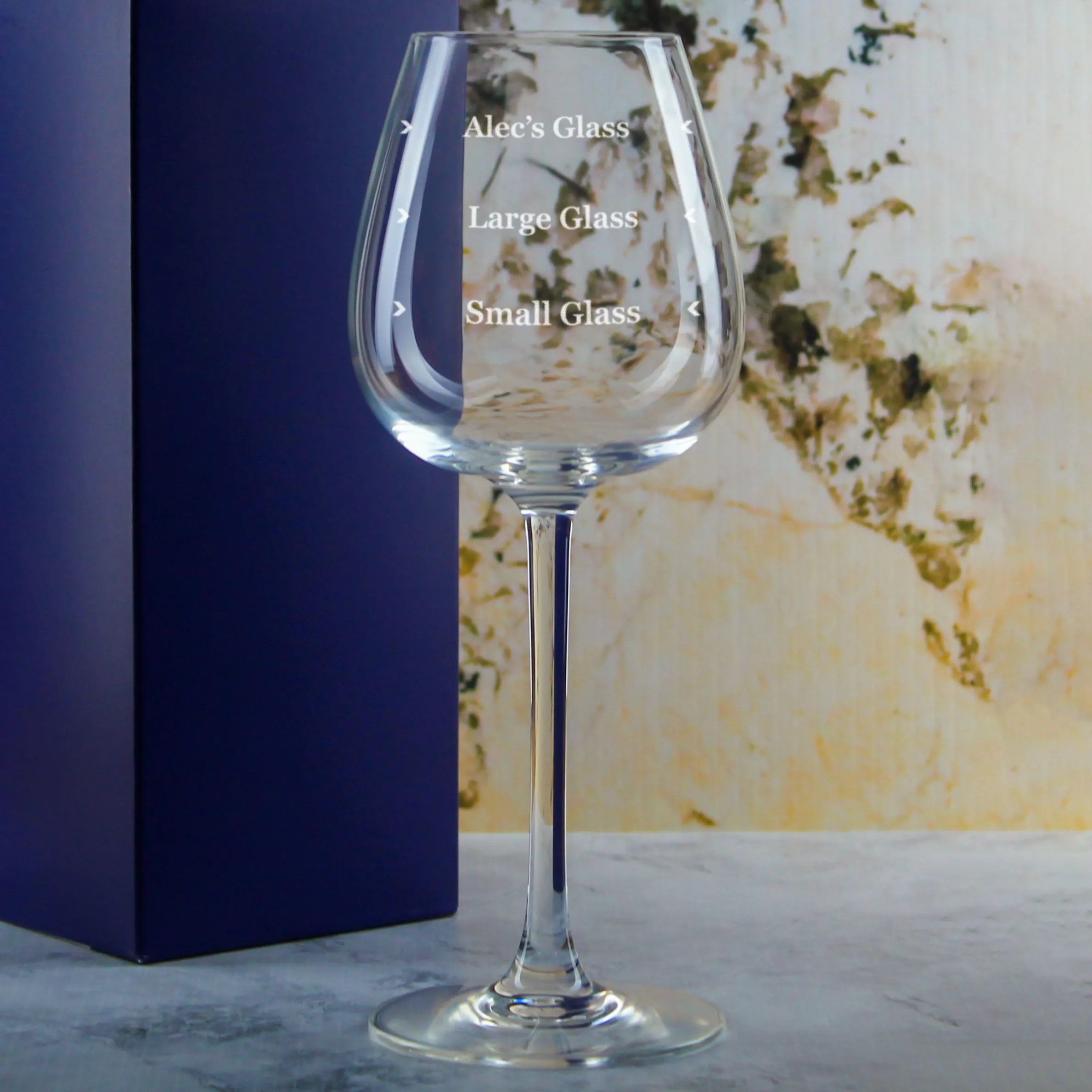 Personalised Engraved Wine Emotions Wine Glass with Name's Glass Serif Measurements Design, Customise with Any Name