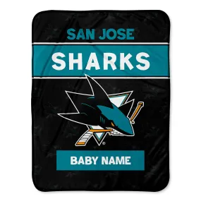 Personalized San Jose Sharks Emblem Baby Pixel Fleece Blanket