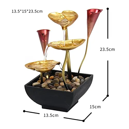 Pinakine® Tabletop Water Fountain Waterfall Ornament Desk Warm Light Indoor|53077869PNKL