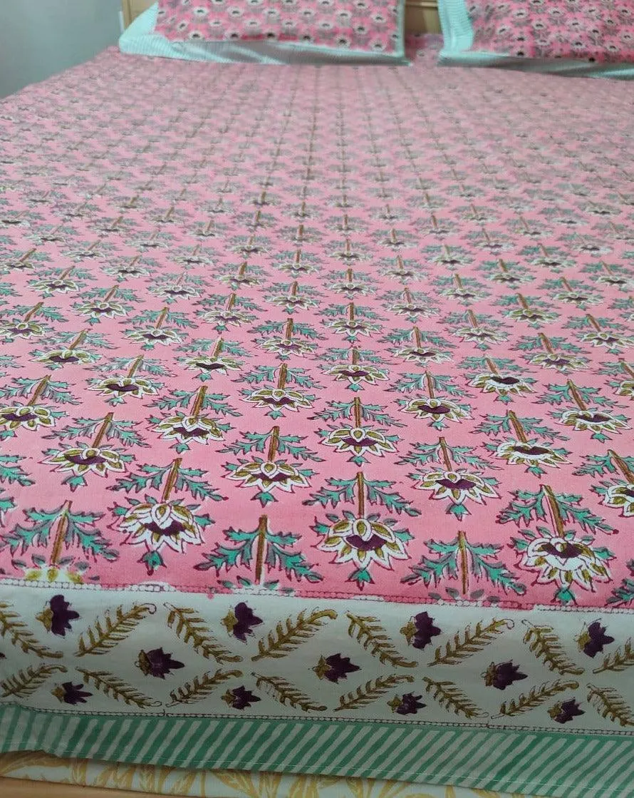 PINK BLUE FLORA (BED SHEET)