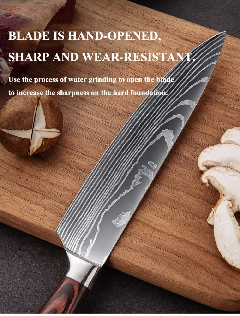 Professional Kitchen Knives -10 Piece High Carbon Stainless Steel Chef Knife Set,Ultra Sharp Japanese Knife with Sheath Boxed,Ergonomic Wood Handle