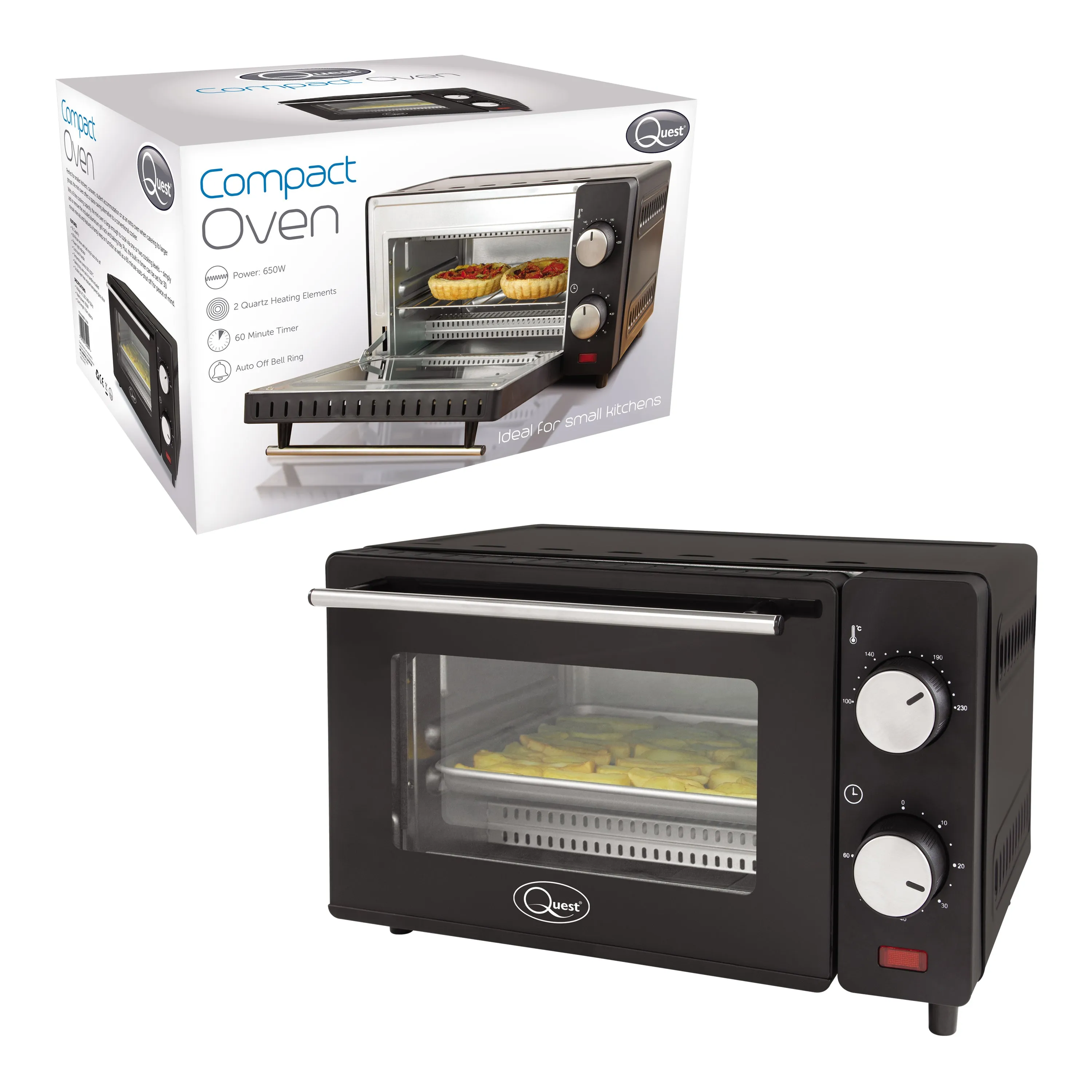 Quest 650W 9 Litre Oven - Black