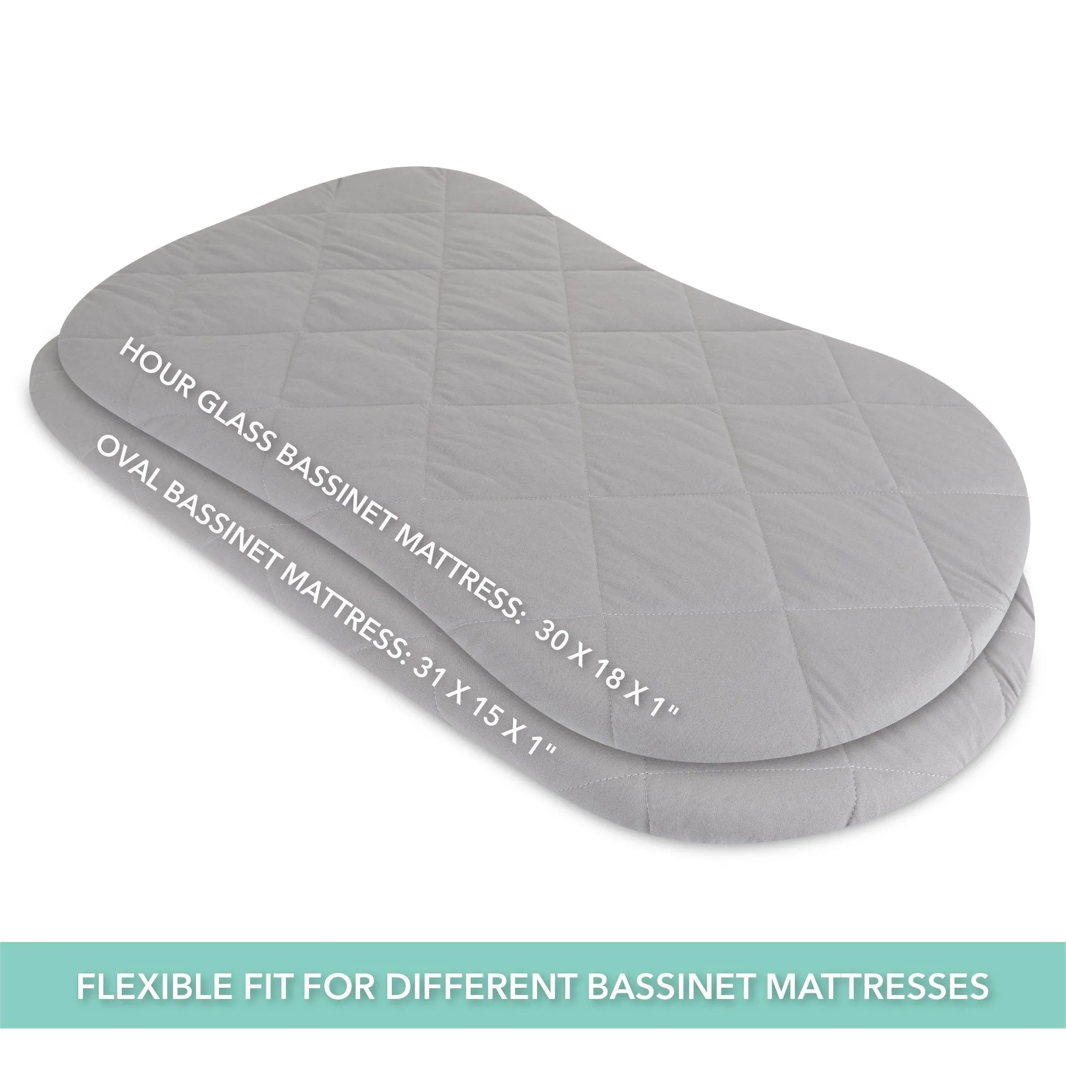 Quilted Waterproof Bassinet Sheet with Heat Protection - Grey