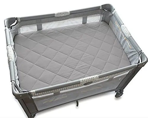 Quilted Waterproof Pack n Play | Portable Crib Sheet - Grey