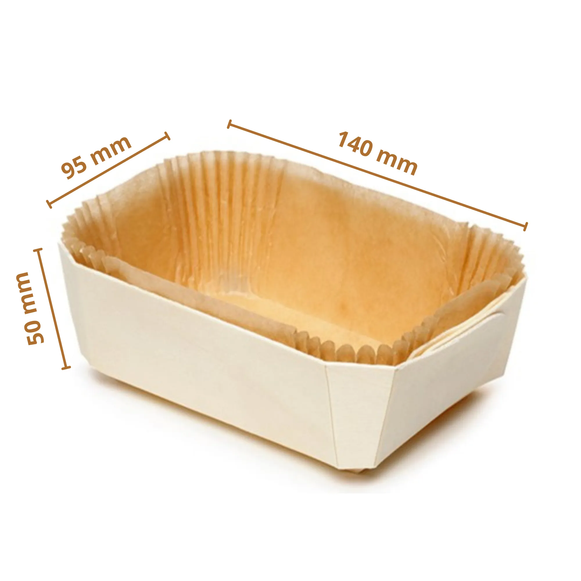 Rectangular Wooden Baking Mold – Pack of 8 Trays & 24 Paper Liners