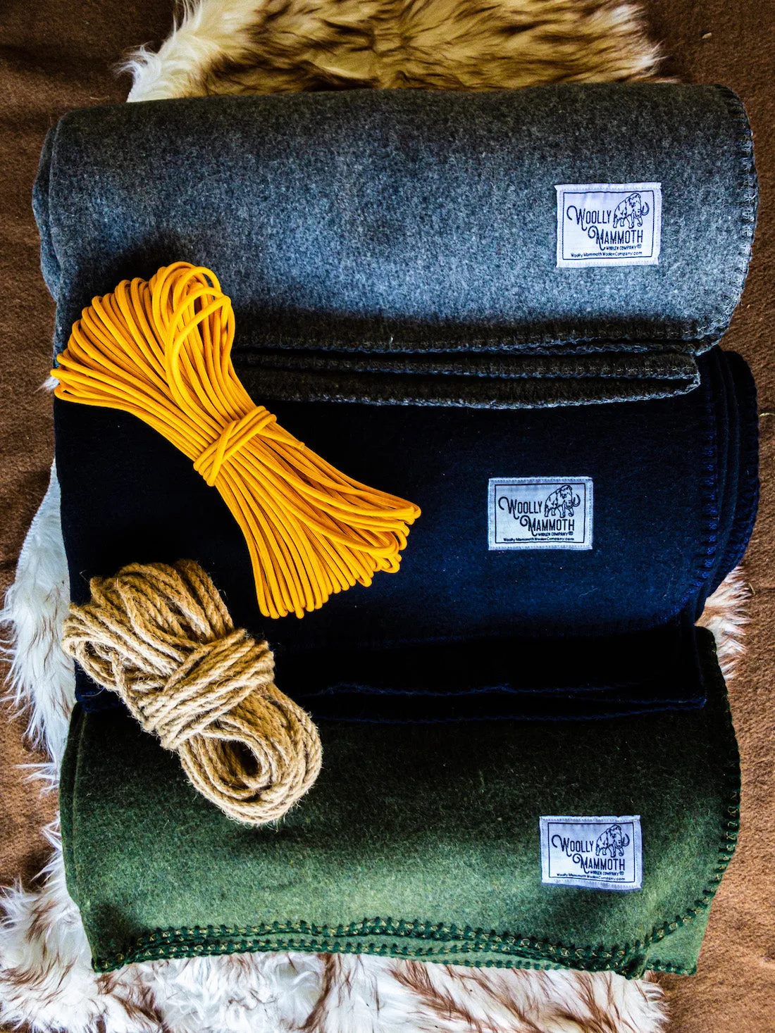 Rugged Navy Blue Wool Camping Blanket