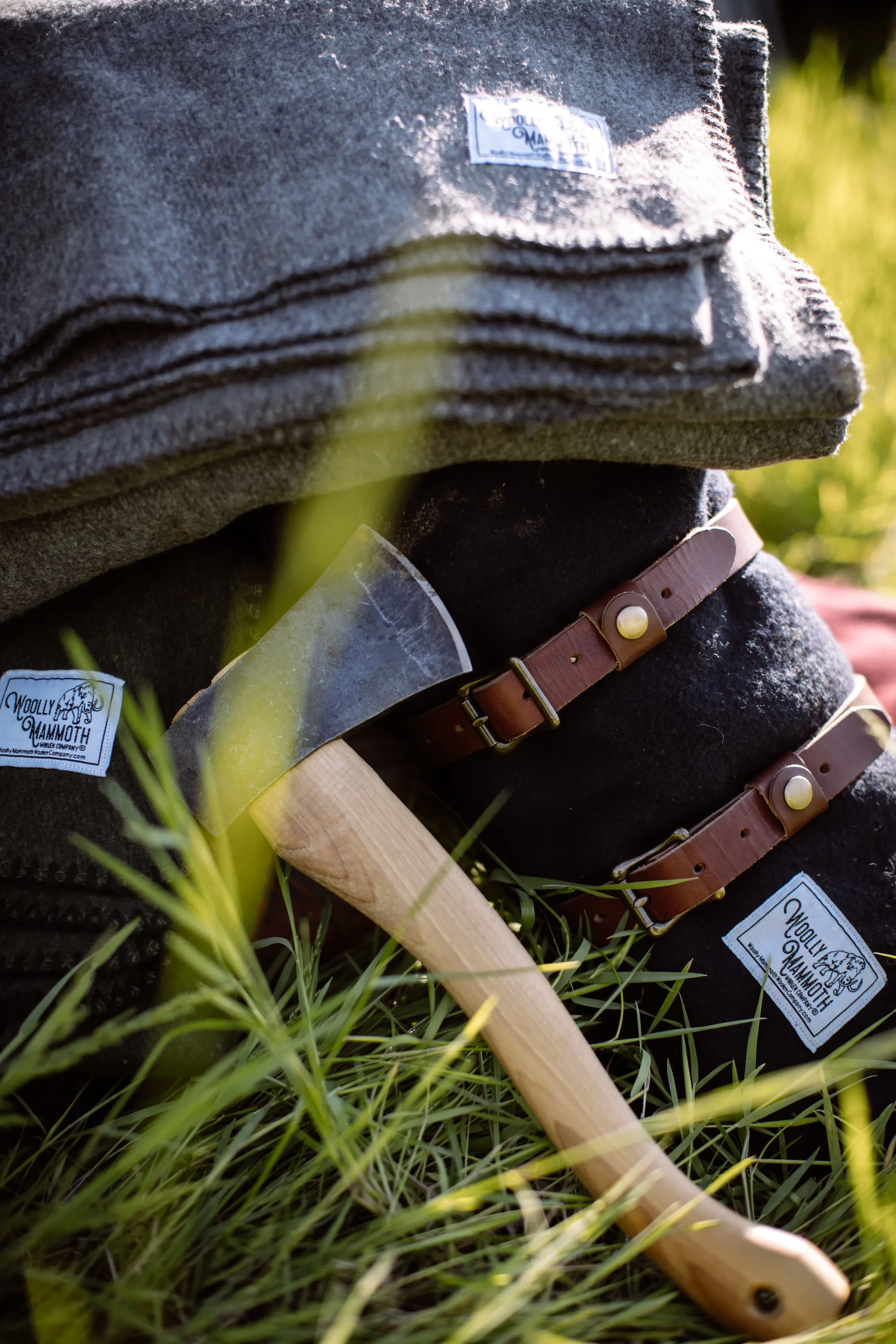 Rugged Navy Blue Wool Camping Blanket