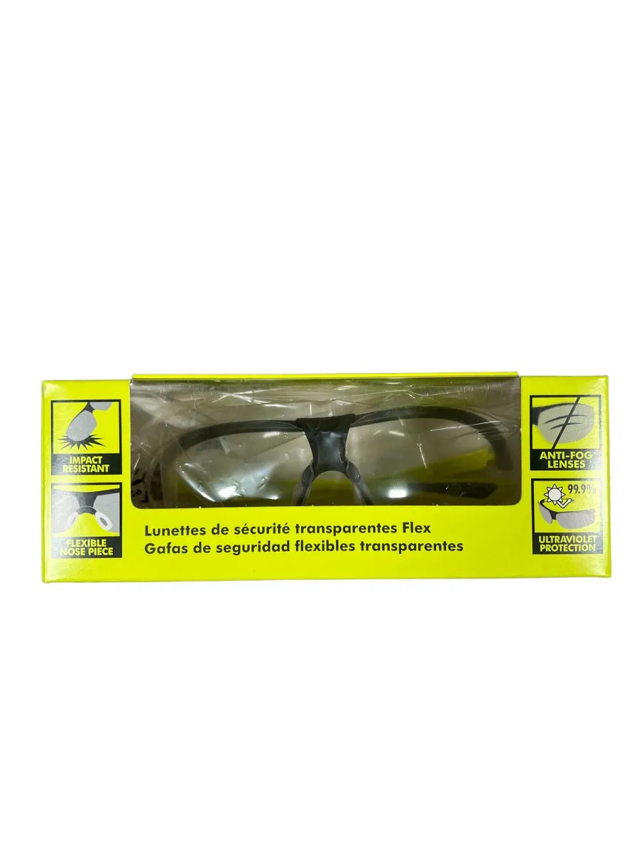 RYOBI Clear Flex Safety Glasses with Anti Fog, UV Protection