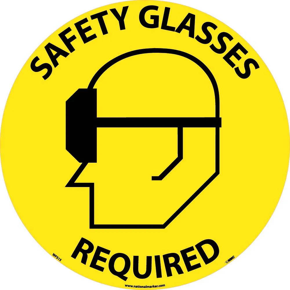 Safety Glasses Required Walk On Floor Sign