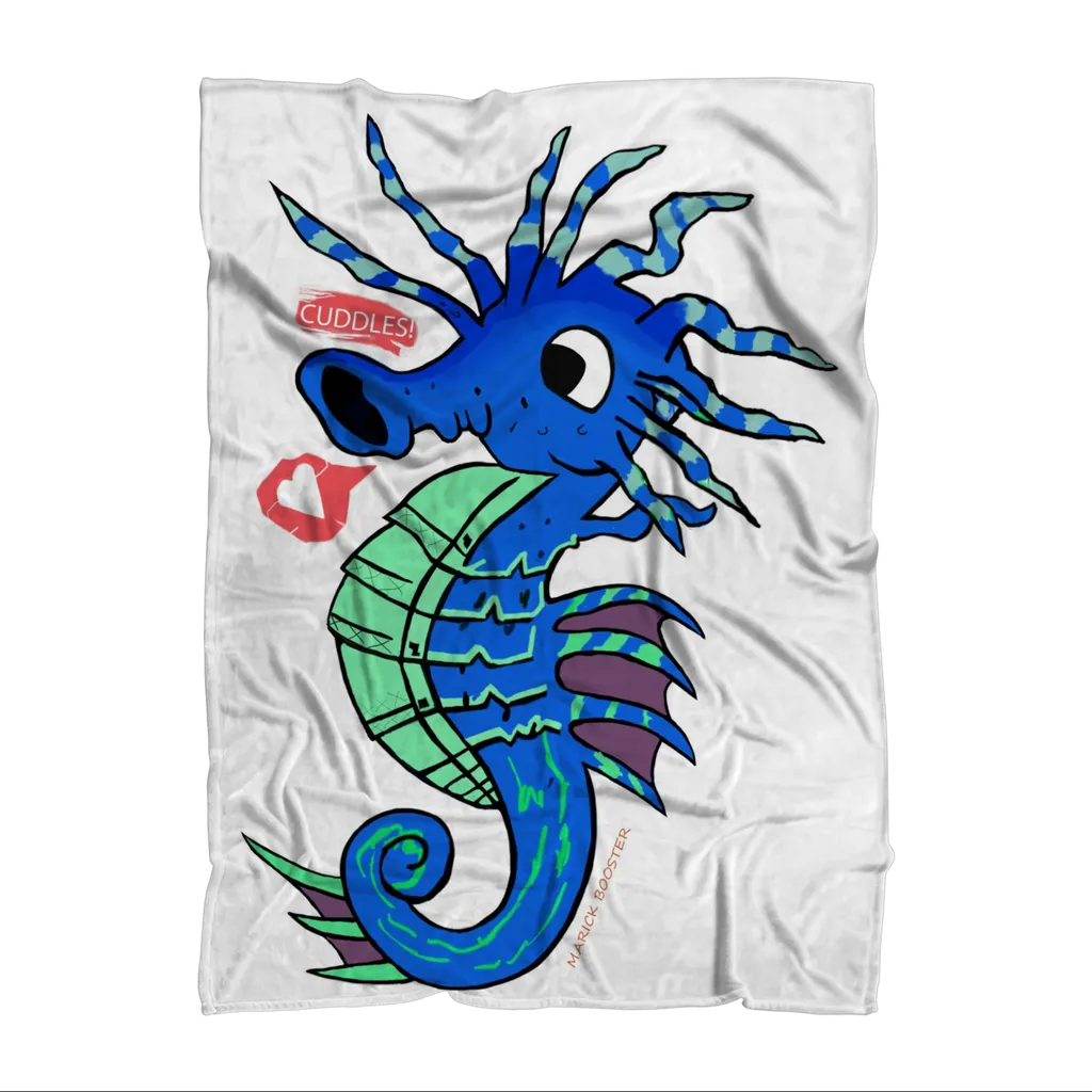 Scribblers the Seahorse Sublimation Throw Blanket