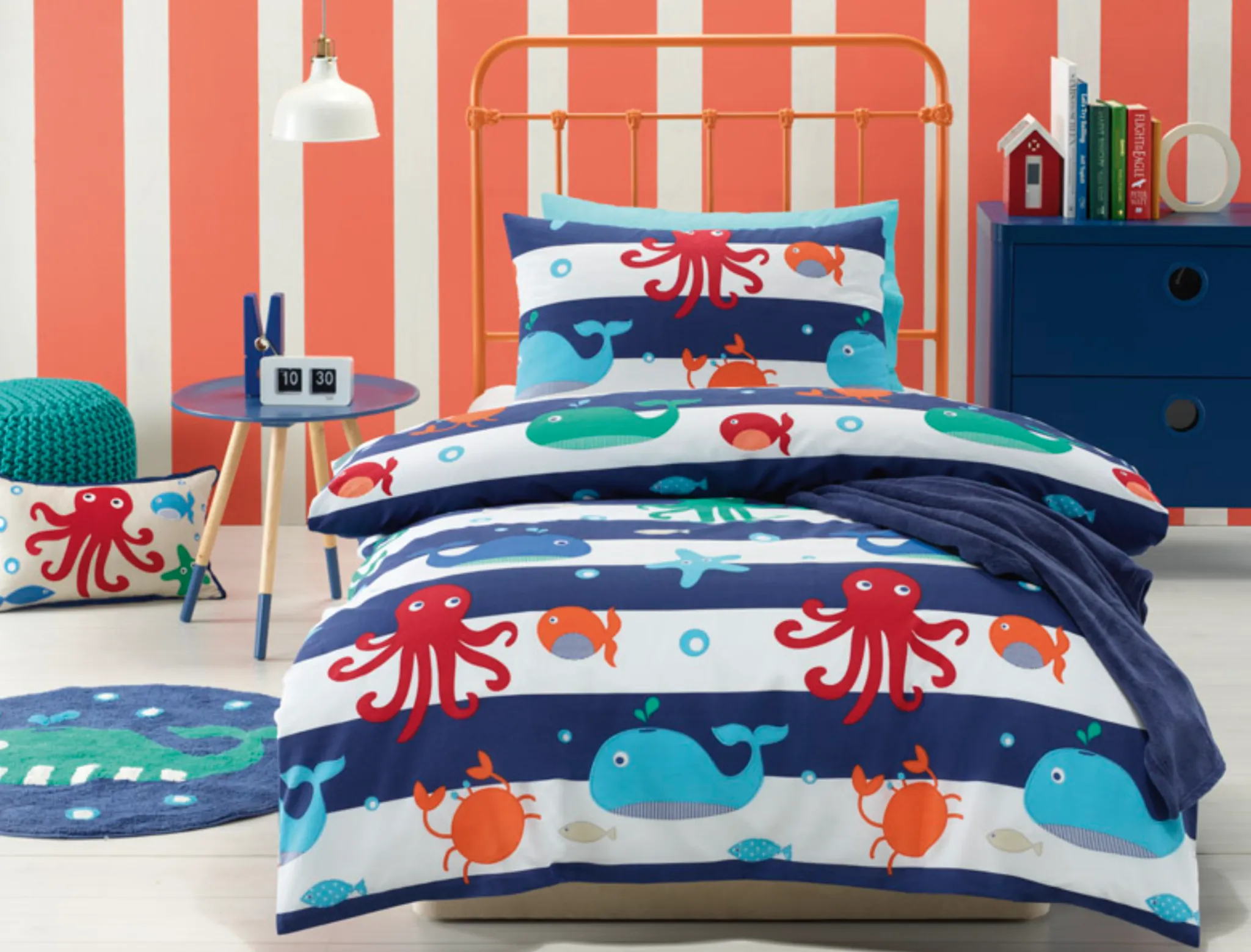 Sea Creatures Jiggle & Giggle Kids Quilt Cover Set