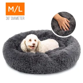 Self-Warming Shag Fur Calming Pet Bed w/ Water-Resistant Lining