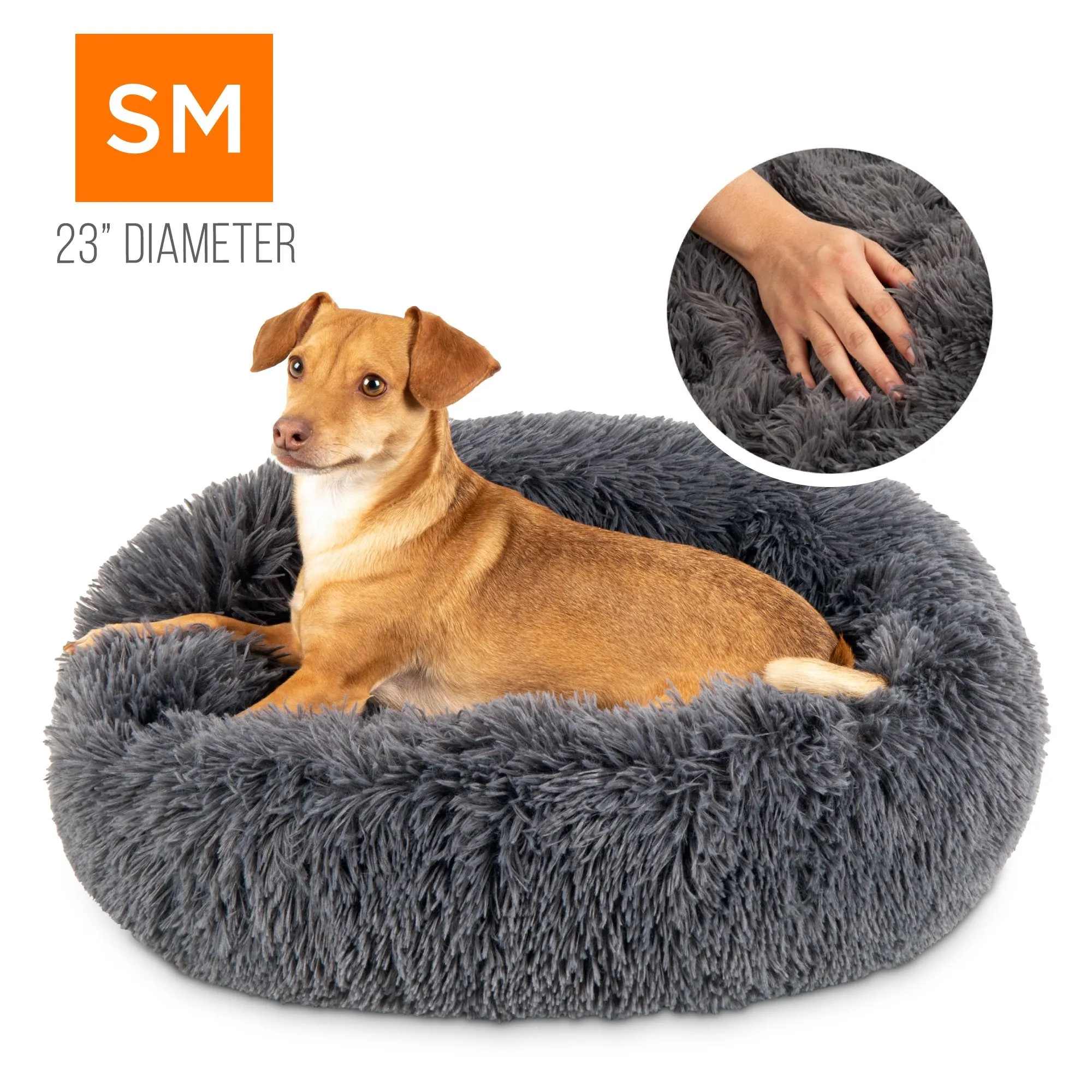 Self-Warming Shag Fur Calming Pet Bed w/ Water-Resistant Lining