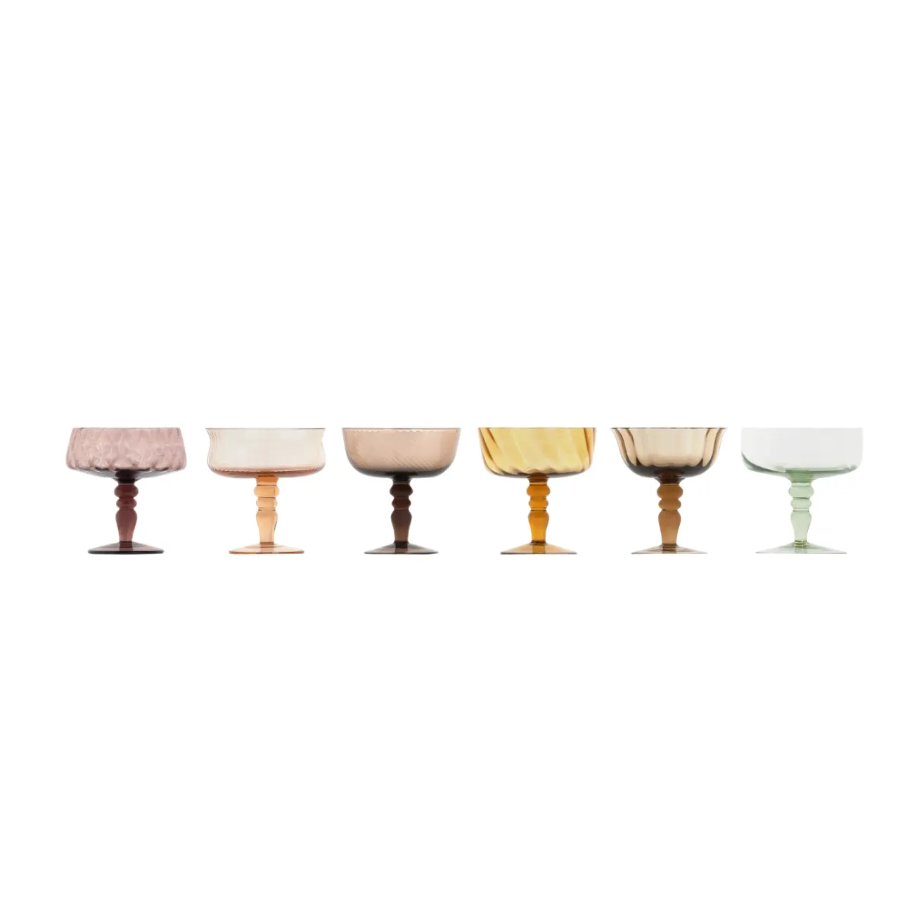 Set of 6 Textured Coupes - Amber